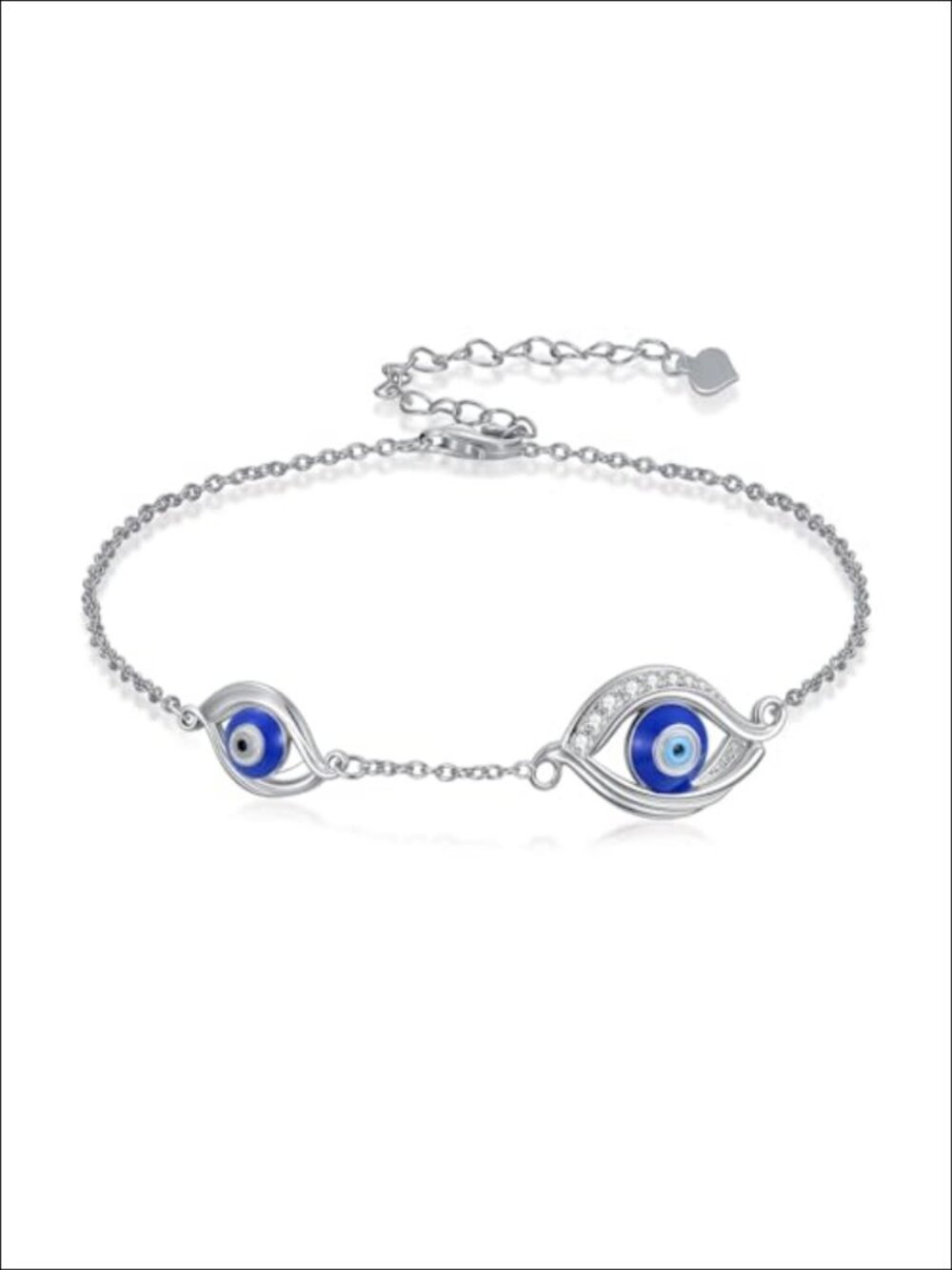 Diamond Evil Eye Bracelet 925 Sterling Silver Lab Grown Diamond Adjustable